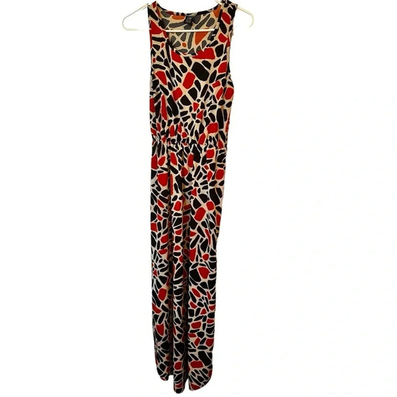 Lildy ladies Printed Pocketed Round Hem Scoop Neck Sleeveless Maxi Dress - Picture 1 of 5